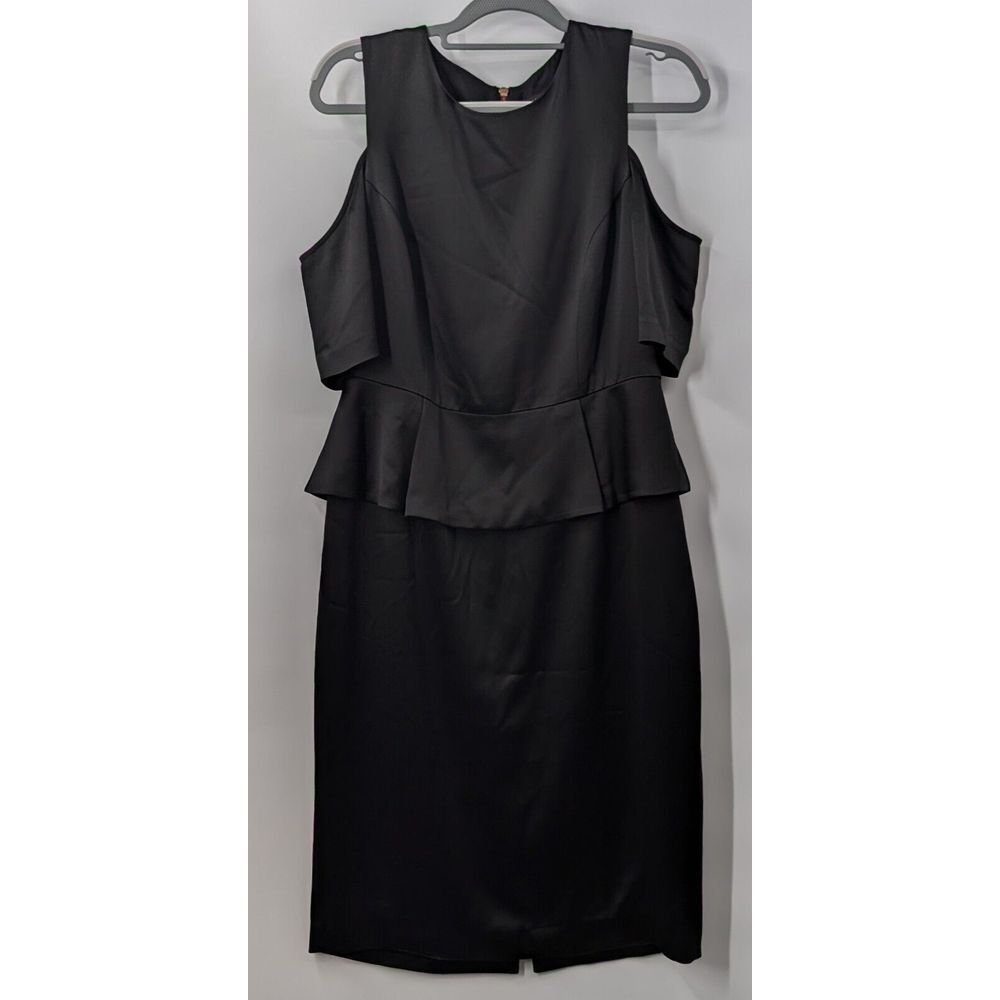 Ted Baker‎ Peplum Pencil Dress Size 4 / US 10 Black Cold-Shoulder Career NWT